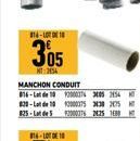 814-10  305  NT:2454  MANCHON CONDUIT  016-Lot de 10  820-Lot de 10  825-Lot de 5 