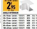 20-4  295  MT2046 ANGLE INTÉRIEUR  2010 mm-Lot de 2005074 2095 2046 NT 30x10 mm-Lat de 492005075 315 2663 HT 40x17 mm-Lat de 12005074 5430 442 HT 60x40mm-Lot de 2 12005077 4450 375 HT 80x40mm-Lot de 2