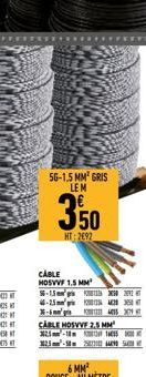 56-1.5 MM GRIS  LEM  44-25  CABLE HOSVVF 1.5 MM 56-150202  11-1  350  HT-2692  CABLE HOSVVF2.5 MM 325-1  25-WAY SO  415 30 