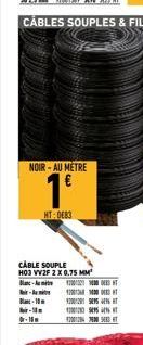 NOIR-AU METRE  1⁰  HT:DE83  CABLE SOUPLE H03 VV2F 2 X 0.75 MM  Blanc-Amit  - B-10  -  -15  4  120 HT 12000 2009 SEPT  T  2002 T 