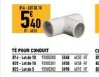 14-110  540  HT: 450  TÉ POUR CONDUIT 816-Lot de 10 0003 820-Lot de 10 0003 825-Lot de 50038259  SEAD WEST  5450 458 T 