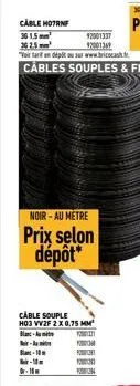 noir-au metre  prix selon dépôt*  - mit blanc-10m mr-m -15  cable souple h03 vv2f 2 x 0.75 mm - mitre 1200221 