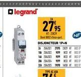 legrand  24 1042  NA  24  2795  229 Depar DISJONCTEUR 1P+N  25 26  THE EF  NF 