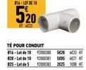 14-110  520  HT:43  TÉ POUR CONDUIT 816-Lot de 10 000 520 433 820-Lot de 182000381 55 421  825-Lat de 5 0003822425  HT 