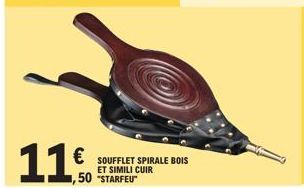 11€. € SOUFFLET SPIRALE BOIS  ,50  ET SIMILI CUIR "STARFEU" 