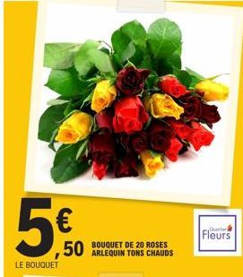 ,50  LE BOUQUET  BOUQUET DE 20 ROSES ARLEQUIN TONS CHAUDS  Fleurs 