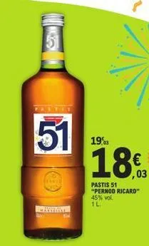 astit  51  19,03  18€  pastis 51 "pernod ricard" 45% vol. 1l. 