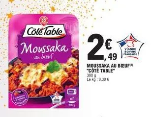 cote table  moussaka  an bauf  abges  si  300g  49  moussaka au bœuf "côte table" 300 g le kg: 8,30 €  viande sovine francaise 