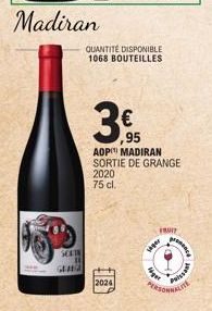 SCOT  # GEARG  Madiran  3€  95  2024  QUANTITÉ DISPONIBLE 1068 BOUTEILLES  get  siger  AOP MADIRAN SORTIE DE GRANGE  2020 75 cl.  FRUIT  pres  Paissan 