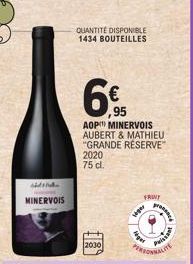 sidend MINERVOIS  QUANTITÉ DISPONIBLE 1434 BOUTEILLES  6€  95 AOP MINERVOIS AUBERT & MATHIEU "GRANDE RÉSERVE 2020 75 cl.  2030  FRWY  ww  g  Prisson 