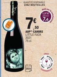 2024  ,50  AOP CAHORS  LITTLE FUCK  2021  75 cl.  €  Wolper a com  wine advisor  74  siger  FRUIT  pres  Puissant 