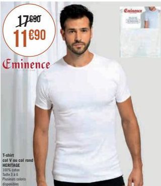 17690 11€90  Eminence  T-shirt  col V ou col rond  HERITAGE  100% coton Taille 3 à 6 Plusieurs color disponibles  Eminence  30%  