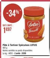 -34%"  SOIT L'UNITÉ  1697  Lotus  Biscoff 