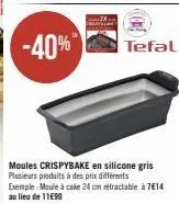 moules crispybake en silicone gris plusieurs produits à des prix différents exemple: moule à cake 24 cm rétractable à 7€14 au lieu de 11€90  tefal 