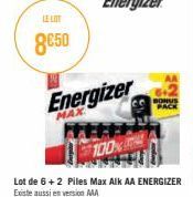 LE LOT  8650  Energizer  MAX  BONUS 