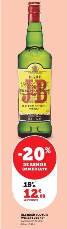 rare  ablend of the prest old scotch whis es  ostere & brooks james's londo  spar  blended scotch whisky  peringa prod  esto 1749  -20%  de remise immédiate  15.  12,08  le produit  blended scotch whi