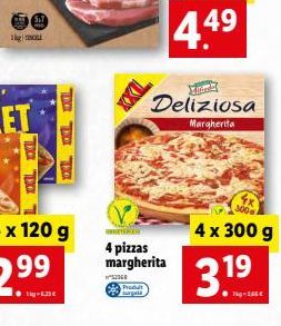 g  517  TO TXX  TOX TXX TXX  E  W.COM  4 pizzas margherita  53368  Kapala  4.4⁹  49  Elited  Deliziosa  Margherita  4 x 300 g  3.1⁹  19 