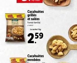 alesto  peanuts  www  cacahuètes grillés et salées  format familial  hel  le sachet tig  2.5⁹9  cacahuètes 