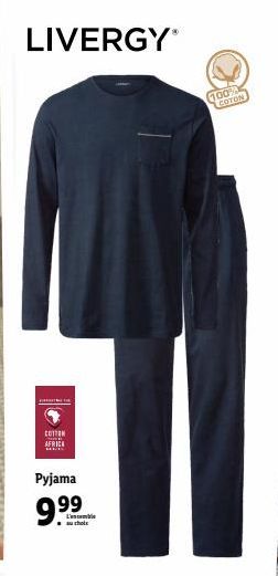 LIVERGY®  COTTON AFRICK  Pyjama  9.99  L'assemble  100%  COTON 