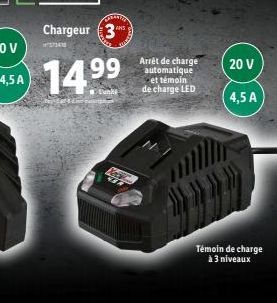 Chargeur 3  ANS  Bed  14.⁹⁹  Cunha  Arrêt de charge automatique et témoin de charge LED  20 V  4,5 A  Témoin de charge à 3 niveaux 