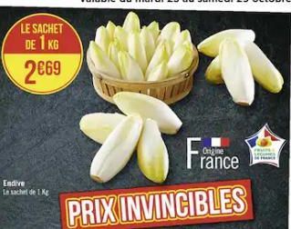 LE SACHET  DE 1 KG  2669  Endive Le sachet de 1 Kg  LEGUMES 