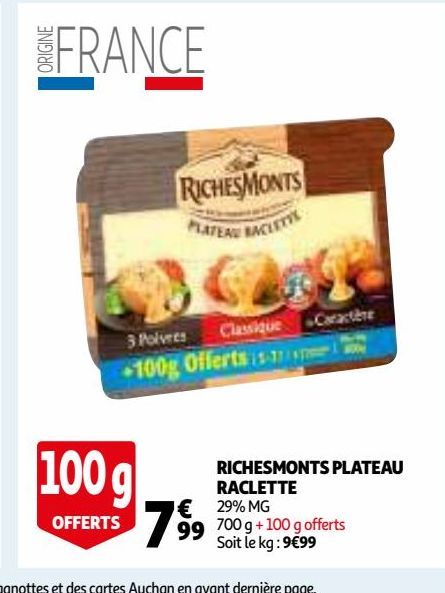 RICHESMONTS PLATEAU RACLETTE 