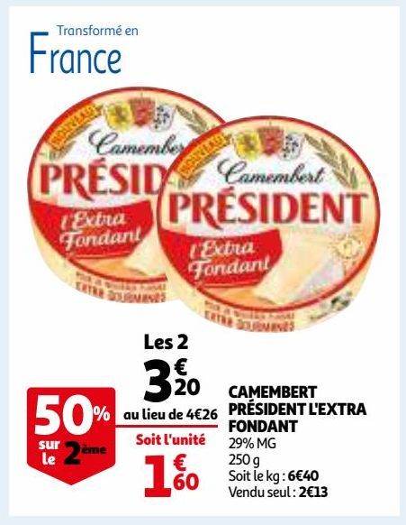 CAMEMBERT PRESIDENT L'EXTRA FONDANT