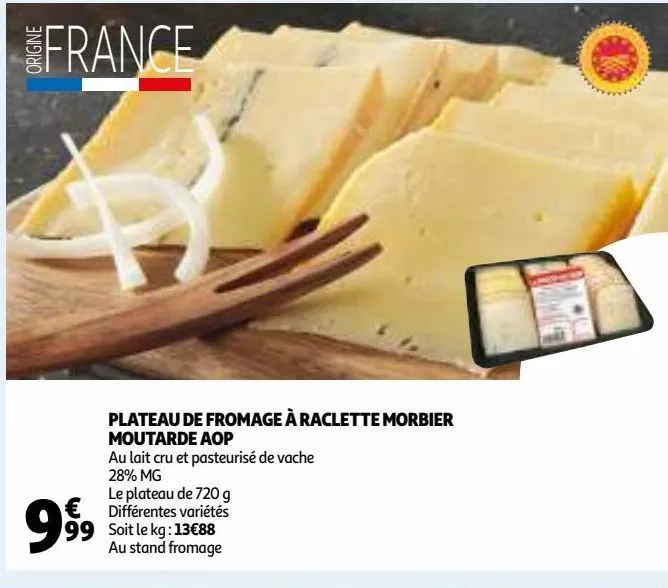 plateau de fromage à raclette morbier moutarde aop