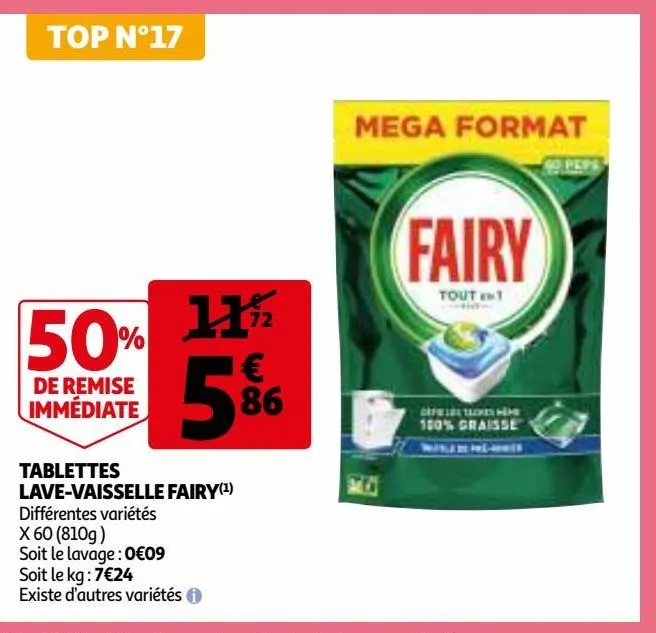 tablettes lave-vaisselle fairy