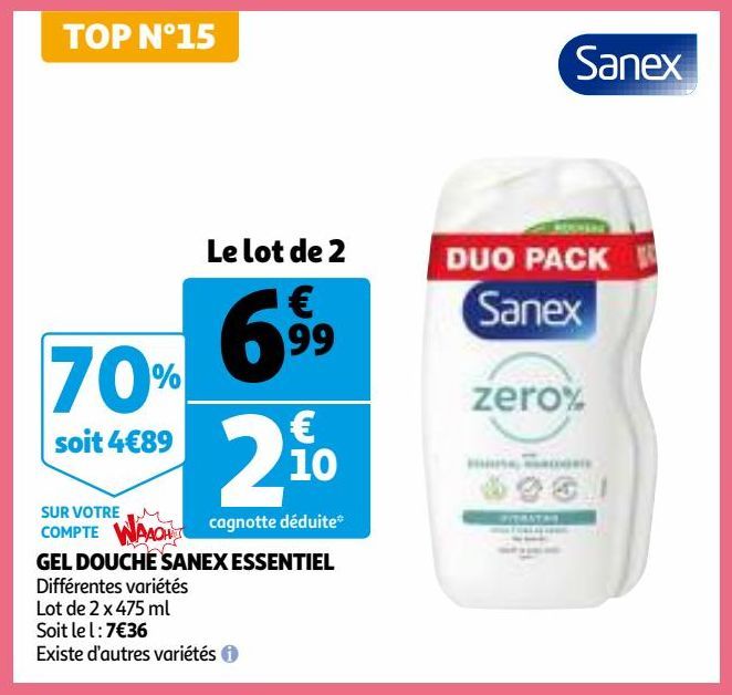 GEL DOUCHE SANEX ESSENTIEL