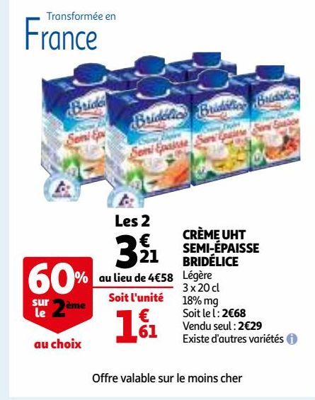 CRÈME UHT SEMI-ÉPAISSE BRIDÉLICE