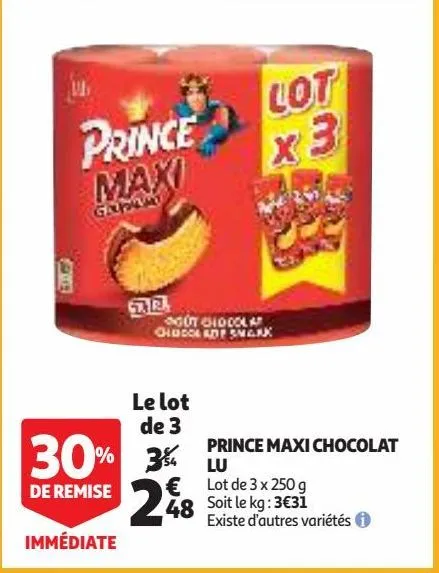 prince maxi chocolat lu