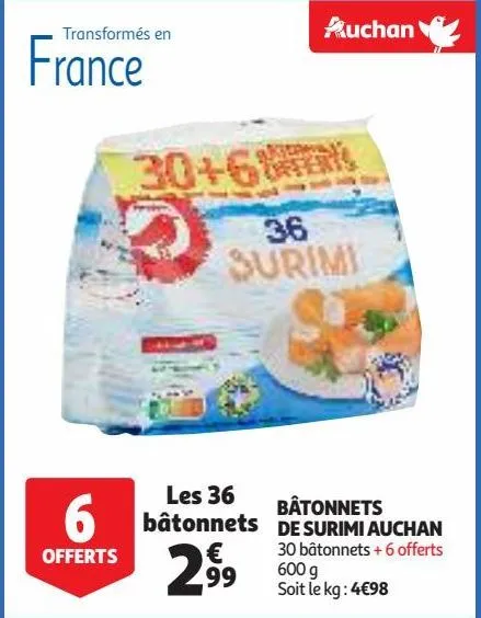 bâtonnets de surimi auchan