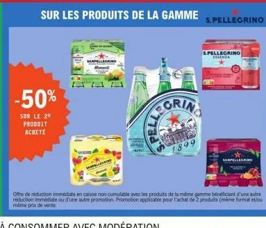 -50%  sur le 20  produit achete  sur les produits de la gamme  sampellegring m  gring  899  s.pellegrino  s.pellegrino essenza  sampellegrino  offre de réduction immédiate en caisse non cumulable avec