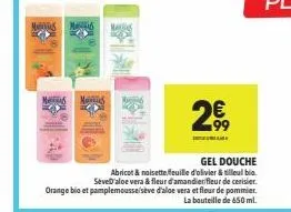 mas ma  m  m  fal  26,  gel douche  abricot & noisettefeuille d'olivier & tilleul bio seved aloe vera & fleur d'amandierifleur de cerisier.  orange bio et pamplemousselsève d'aloe vera et fleur de pom