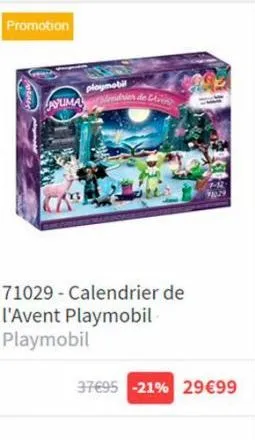 promotion  playmobil  uma de  71029-calendrier de l'avent playmobil playmobil  37€95 -21% 29€99  