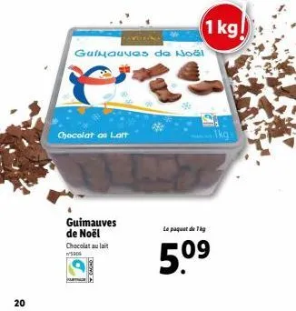 20  chocolat au latt  guimauves de noël chocolat au lait n'5804  guimauves de noël  le paquet de 1kg  5.0⁹  1 kg!  1kg  