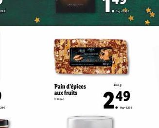 Pain d'épices aux fruits  +86322  INDIDIFICIS  400g  2.49 