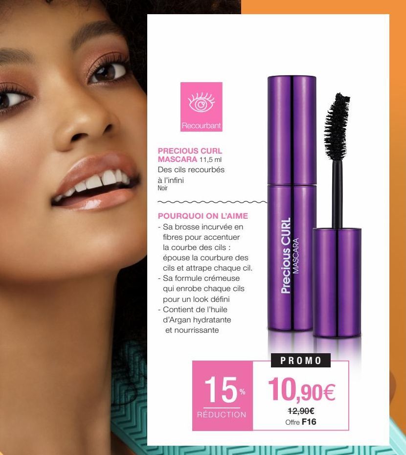 Recourbant  PRECIOUS CURL MASCARA 11,5 ml Des cils recourbés à l'infini Noir  POURQUOI ON L'AIME - Sa brosse incurvée en fibres pour accentuer la courbe des cils : épouse la courbure des cils et attra