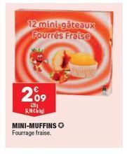 12 mini-gâteaux Fourrés Fraise  209  21  K  MINI-MUFFINS O Fourrage fraise. 