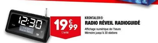 sab  12:30 1999  1-6-2021 gital dis  krontaler®  radio réveil radioguidé 99que de heure  mémoire jusqu'à 30 stations 