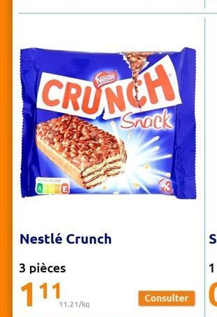 CRUNCH  Snack  Nestlé Crunch  3 pièces  111  11.21/ka 