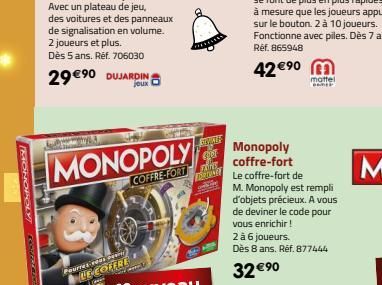 TRONOPOLYT ConGEL  29 €90 DUJARDIN  jeux  Pourrez  MONOPOLY  EXPRES  2016  COFFRE-FORT FANE  BRONE  UE COFFRE  Monopoly coffre-fort  Le coffre-fort de M. Monopoly est rempli d'objets précieux. A vous 