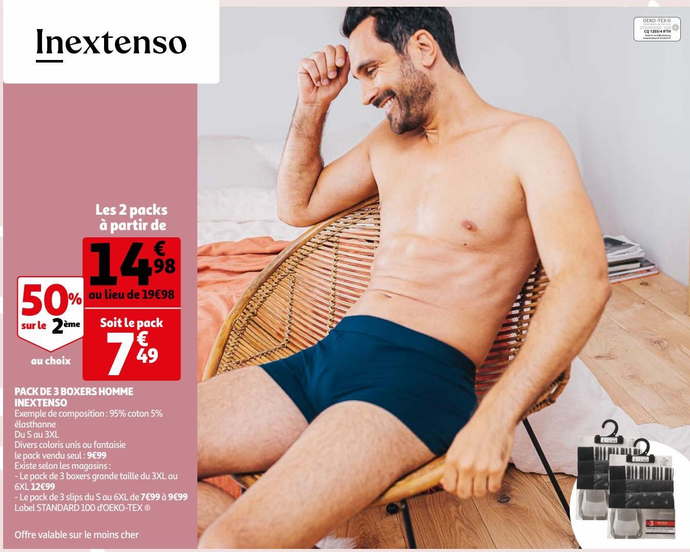 PACK DE 3 BOXERS HOMME INEXTENSO
