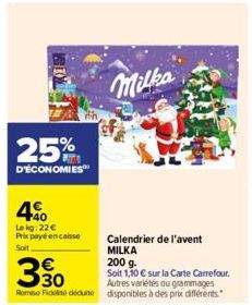 calendrier de l'Avent Milka