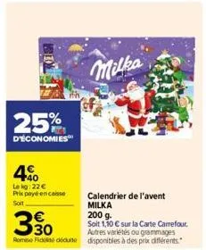 calendrier de l'avent milka