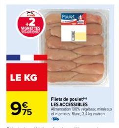 Stach  VIGNETTES  LE KG  995  Poulet  Ra  Filets de poulet LES ACCESSIBLES Alimentation 100% végétaux, minéraux et vitamines. Blanc, 2,4kg environ 