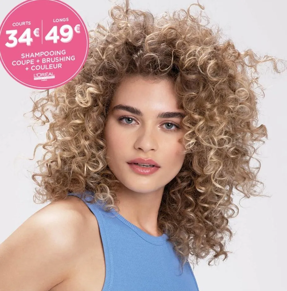 courts  longs  34€ 49€  shampooing coupe + brushing + couleur  l'oreal  fadi  