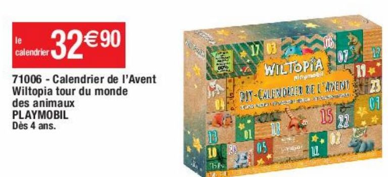 calendrier de l'Avent wiltopia tour du monde des animaux Playmobil