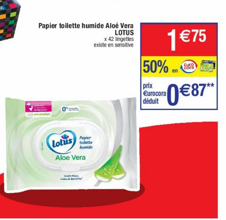 papier toilette humide aloé vera Lotus